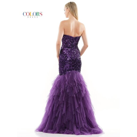 NEW Purple Sequin & Ruffle Prom Dress 16 - Picture 3 of 4